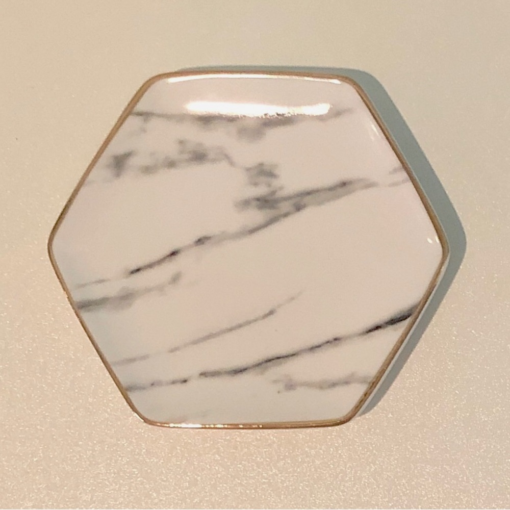 Pier 1 Hexagon Mable Like Ceramic Dish Small New with Box